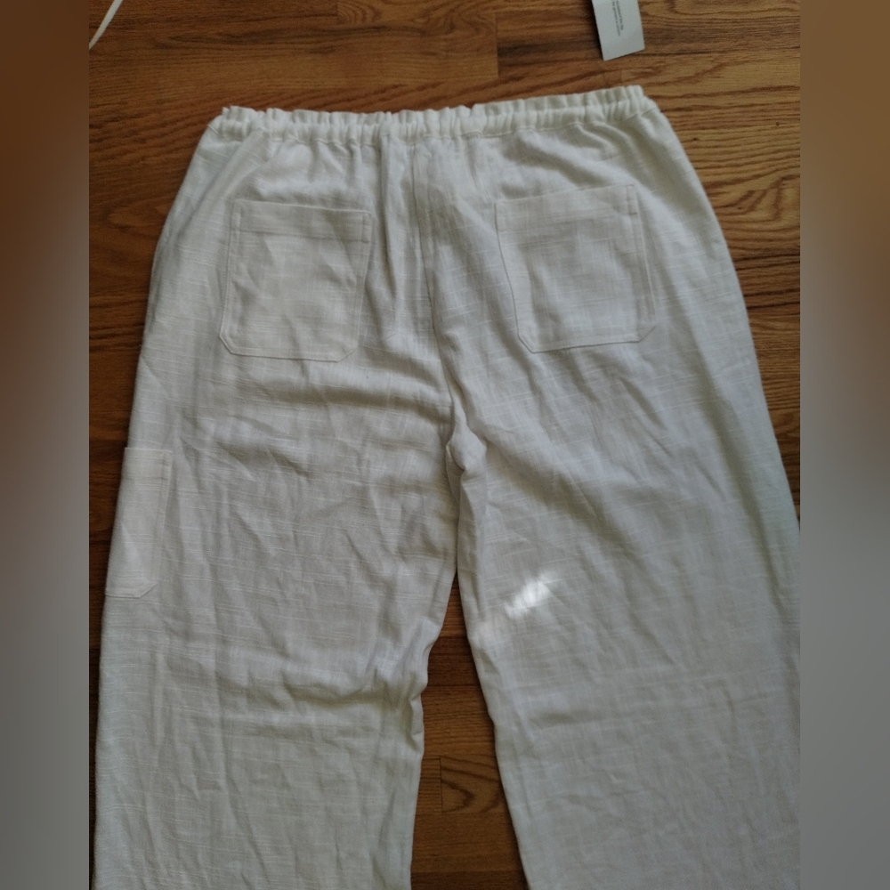 Rumored Linen White Wide Leg Pants Large - Picture 2 of 7